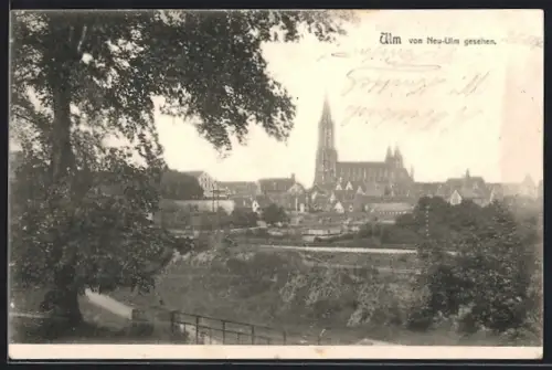 AK Ulm / Donau, Von Neu-Ulm gesehen, Münster