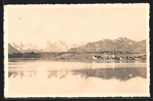 AK Murnau / Staffelsee, Landschaftspanorama mit den Alpen