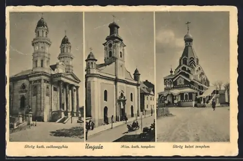 AK Ungvár, Görög kath. Székesegyház, Róm. kath. templom, Görög keleti templom