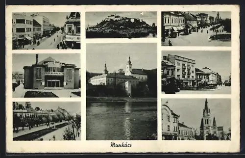 AK Munkács, Blick zur Burg, Kirche und weitere Motive