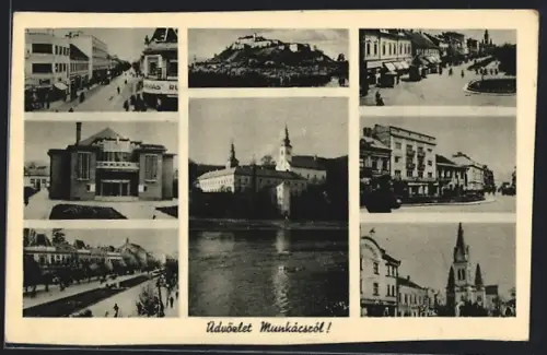 AK Munkács, Blick zur Burg, Kirche und weitere Motive