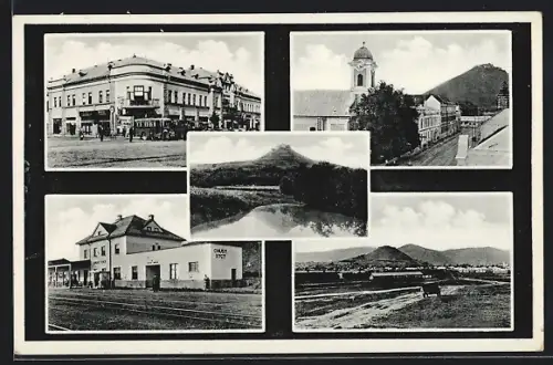 AK Chust, Bahnhof, Teich, Ortspartie