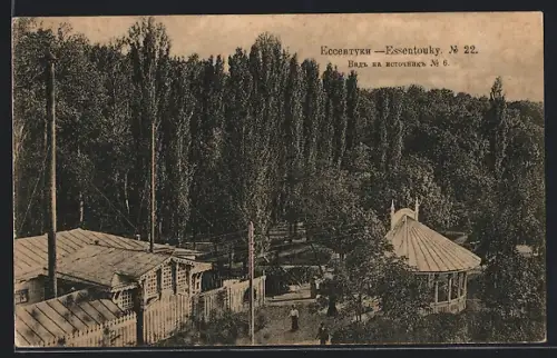AK Essentouky, Gebäudeensemble mit Pavillon und Gartenanlage aus der Vogelschau