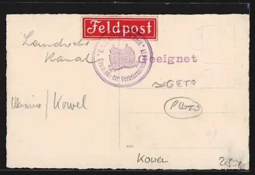AK Kowel, Flusspartie mit Ortspanorama