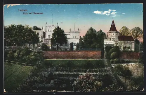 AK Guben, Blick auf Sanssouci
