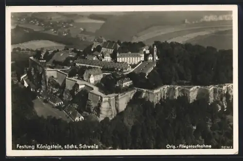 AK Königstein /sächs. Schweiz, Festung Königstein, Fliegeraufnahme