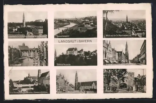 AK Landshut i. Bayern, St. Martinskirche, Schloss Trausnitz, Altstadt, Ländtor