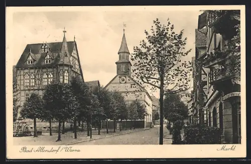 AK Bad Allendorf /Werra, Markt mit Hotel Werrat