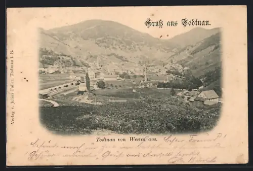 AK Todtnau, Ortsansicht von Westen