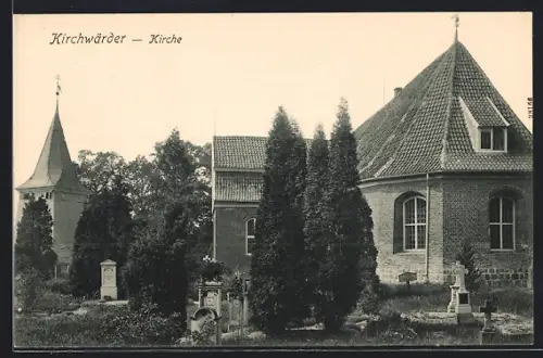 AK Kirchwerder, Kirche St. Severini mit Kirchhof