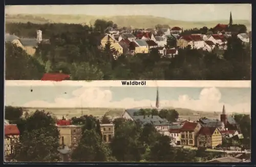 AK Waldbröl, Panoramaansichten der Stadt mit Kirche und historischen Gebäuden