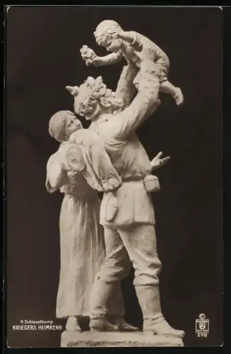 AK Soldat hebt sein Kind in die Luft, Kriegers Heimkehr