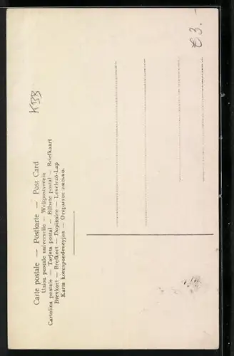 AK Dame liegt auf dem Schoss eines Geigers, Die Macht der Töne