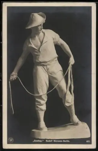 AK Cowboy holt mit dem Lasso aus