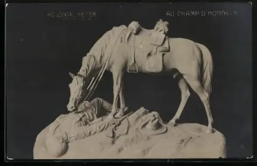 AK Gefallener Soldat mit seinem Pferd