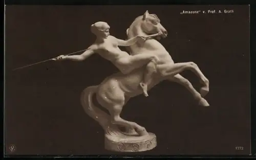 AK Amazone mit Speer auf ihrem Pferd