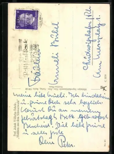 AK Prof. Jakob Wilhelm Fehrle, Büste Mädchen aus dem Schwarzwald