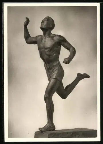 AK Bronzefigur Am Ziel des Künstlers Prof. Hans Haffenrichter