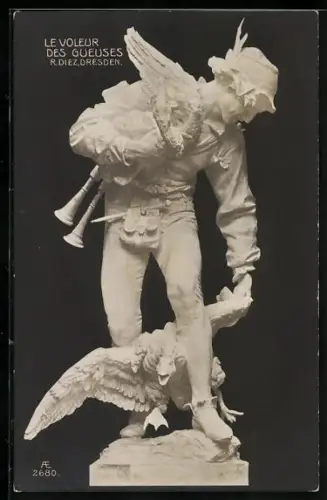 AK Plastik Falkner mit gefangener Gans