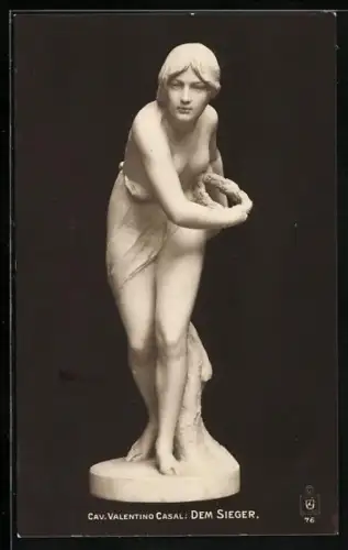 AK Skulptur von Cav. Valentino Casal Dem Sieger