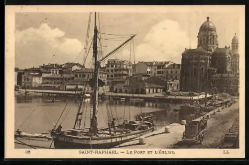 AK Saint-Raphael, Le Port et l`Eglise