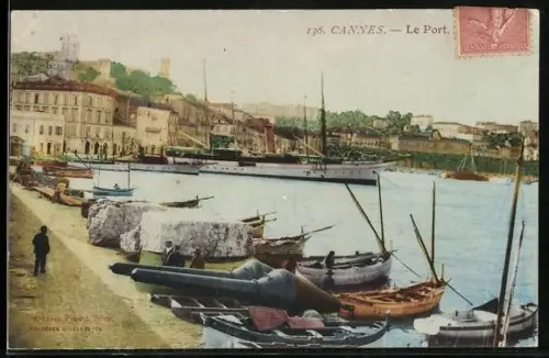 AK Cannes, Port, Hafen mit Fischerbooten und Segelyachten