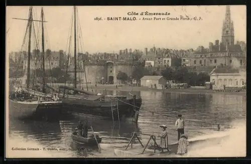 AK Saint Malo, Avant Port et Grande Porte, Hafenpartie
