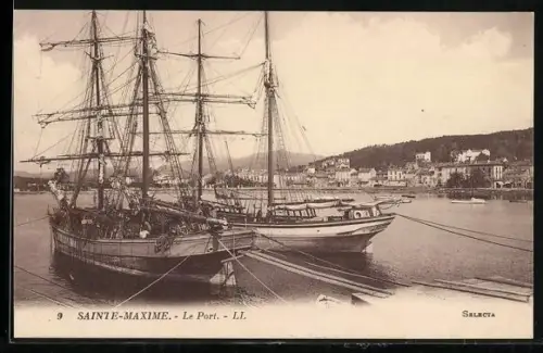 AK Sainte-Maxime-sur-Mer, le port, Segelschiffe im Hafen