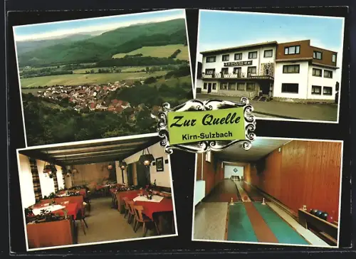 AK Kirn-Sulzbach / Nahe, Hotel-Restaurant Zur Quelle, Gastraum, Kegelbahn, Inh. Josef & Inge Heckmann