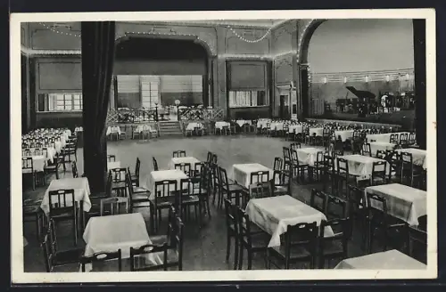 AK Meerane i. Sa., Härtel`s Hotel, Bes. K. H. Naunapper, Ansicht vom Speisesaal