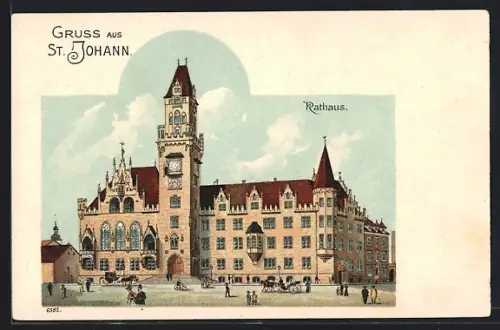 Lithographie St. Johann / Saar, Rathaus