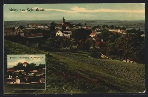AK Regnitzlosau, Schloss Hohenberg und Bergwerk, Ortsansicht