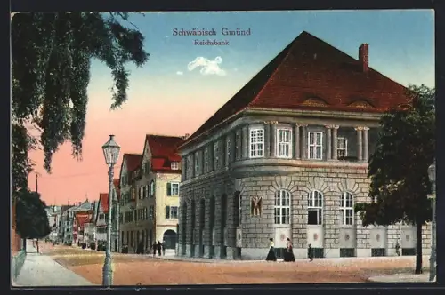 AK Schwäbisch-Gmünd, Strassenpartie an der Reichsbank