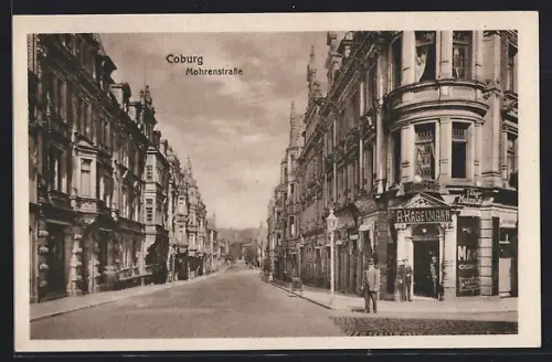 AK Coburg, Mohrenstrasse mit Mohren-Cafe