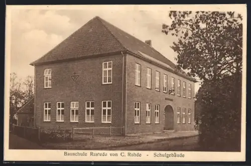 AK Rastede i. Oldbg., Bauschule Rastede von C. Rohe, Bliclk auf das Schulgebäude