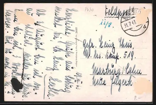 AK Coburg, Postamt, Totalansicht