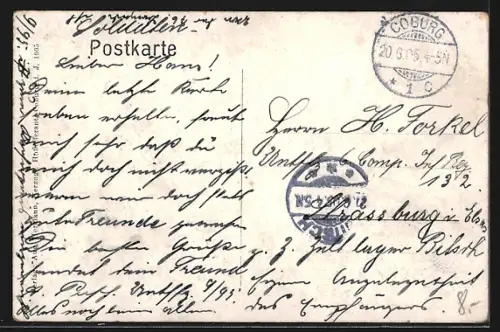 AK Coburg, Ernstplatz mit Kriegerdenkmal