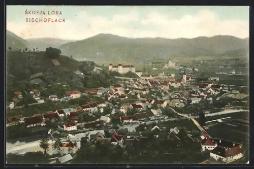 AK Bischoflack, Ortsansicht aus der Vogelschau