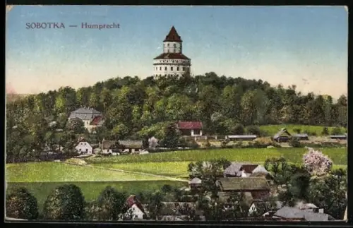 AK Sobotka, Humprecht, Ortsansicht mit Turm