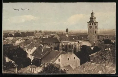 AK Novy Bydzov, Totalansicht mit Kirche