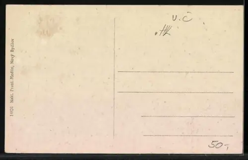 AK Novy Bydzov, Totalansicht mit Kirche