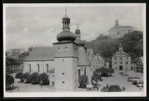 AK Nachod, Kirche mit Umgebung