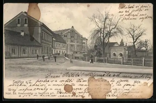 AK Smirice n. L., Strassenpartie, Panorama