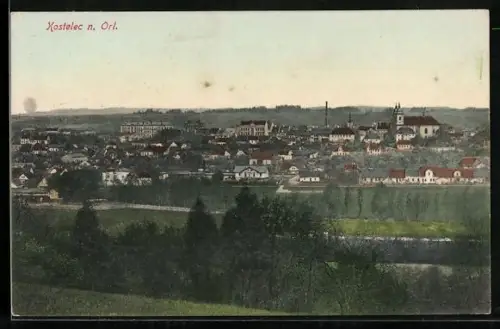 AK Kostelec n. Orl., Totalansicht aus der Vogelschau