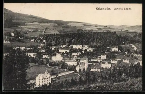 AK Jánské Lázne /Krkonose, Ortsansicht aus der Vogelschau