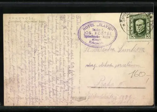 AK Spindlermühle /Krkonose, Mlyn-Hotel Slavic