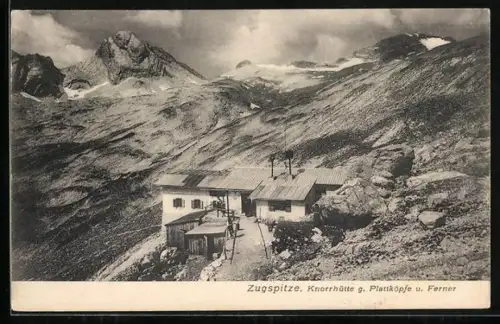 AK Knorrhütte, Knorrhütte mit Blick auf die Plattköpfe und den Ferner