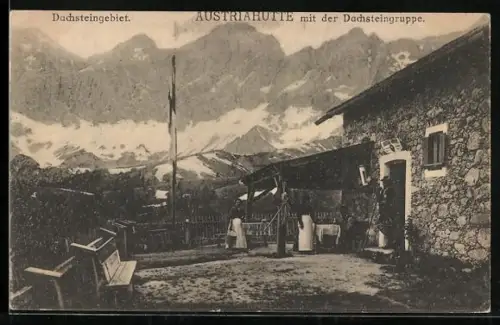 AK Austriahütte, Ansicht des Aussenbereichs der Berghütte