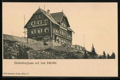 AK Stubenberghaus auf dem Schöckel, Blick hinauf zur Berghütte