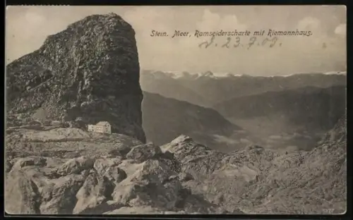 AK Riemannhaus /Stein. Meer, Panorama mit Ramseiderscharte